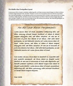 Scriptorium Aventuris Vorlage - Eine Spalte mit Pergament